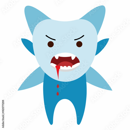 Evil Tooth Fairy Cartoon Character Vector Illustration with Simple Gradients and Dark Humor Style