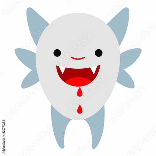 Evil Tooth Fairy Cartoon Character Vector Illustration with Simple Gradients and Dark Humor Style