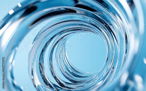 Fototapeta Naklejka Na Ścianę i Meble -  Abstract spiral rings in light blue