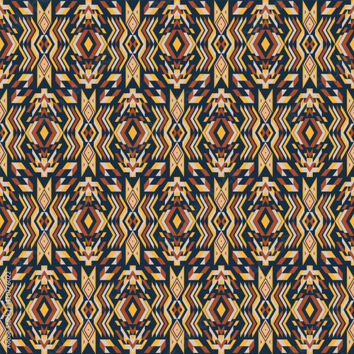 American tribal ethnic native pattern seamless.Traditional Navajo,Aztec,Apache,Southwest and Mexican style fabric pattern.Abstract vector motif pattern.For fabric,clothing,blanket,woven,wrap,decorate.