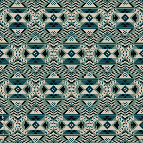 American tribal ethnic native pattern seamless.Traditional Navajo,Aztec,Apache,Southwest and Mexican style fabric pattern.Abstract vector motif pattern.For fabric,clothing,blanket,woven,wrap,decorate.