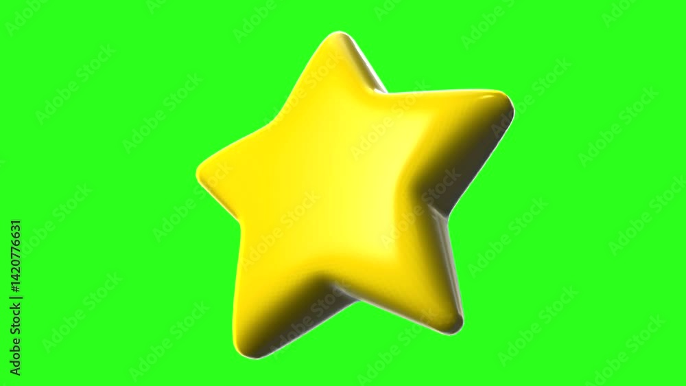 3D glowing star shape spinning on a green background 3D glowing star shape spinning on a green background