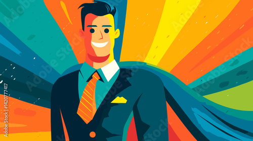 スーパーヒーロー風ビジネスマンのベクターイラスト