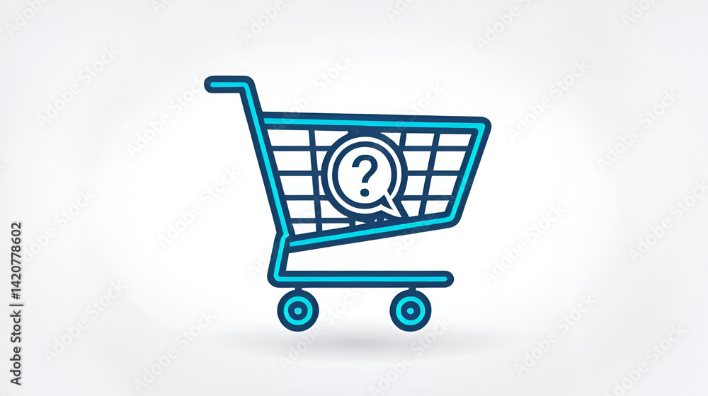 shopping cart icon with question, linear design shopping cart icon with question, linear design