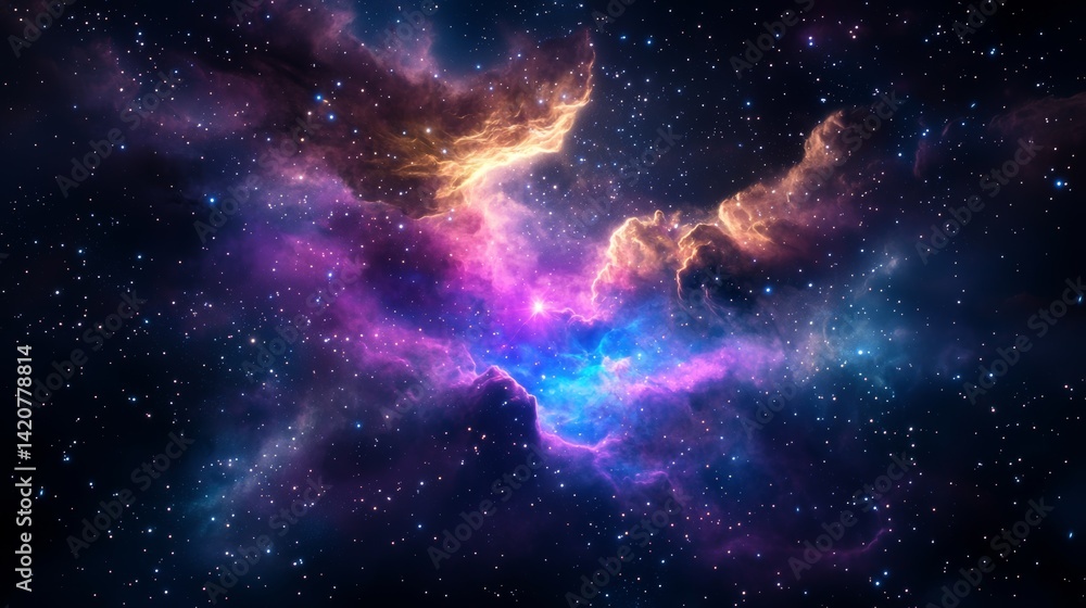 Vibrant cosmic nebula with swirling colors in deep space Vibrant cosmic nebula with swirling colors in deep space
