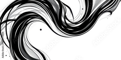 Obraz na płótnie Abstract Black White Swirling Lines Dynamic Energy Flowing Curves Design Background w salonie