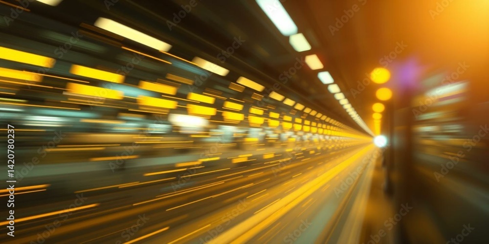 Fast Motion Blur Tunnel Lights Speed Transportation Travel