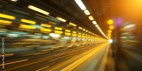 Obraz na płótnie Fast Motion Blur Tunnel Lights Speed Transportation Travel w salonie