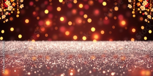 Obraz na płótnie Festive Glittering Background Sparkling Lights Floral Decor w salonie