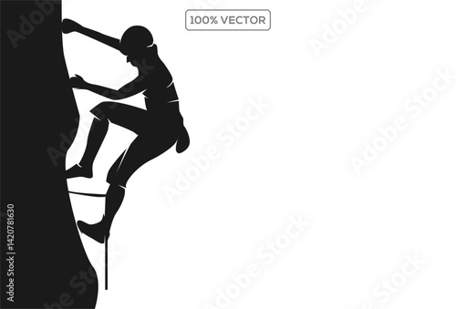 Adaptive Rock Climber Silhouette, Vector, Icon, Logo design template