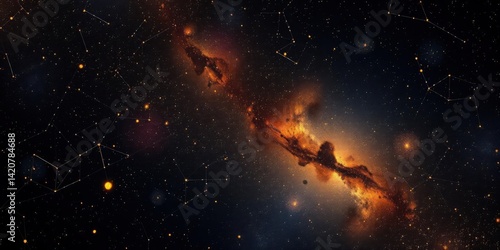 Obraz na płótnie Cosmic Nebula Starry Night Sky Galaxy Background Image w salonie