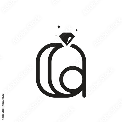 Diamond RING WITH CA LETTER LOGO
