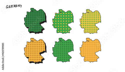 ドット模様のドイツの地図の手書きベクターイラスト