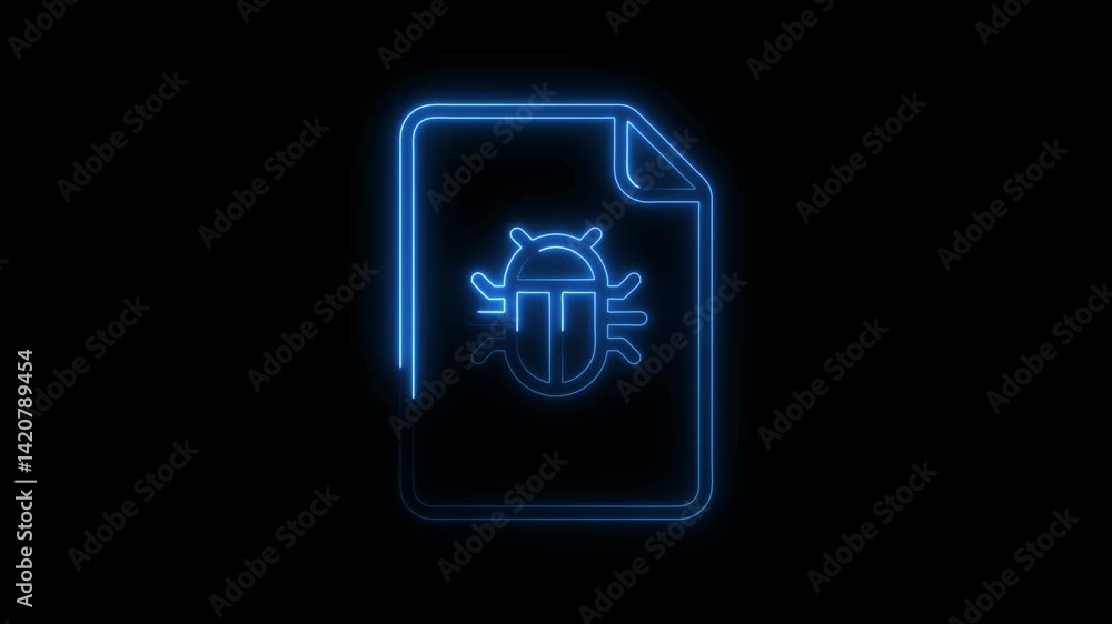 Glowing neon bug problem icon 4k isolated on black background. HD Video motion graphic animation Glowing neon bug problem icon 4k isolated on black background. HD Video motion graphic animation