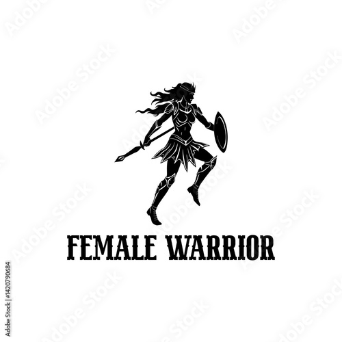 female warrior logo vector