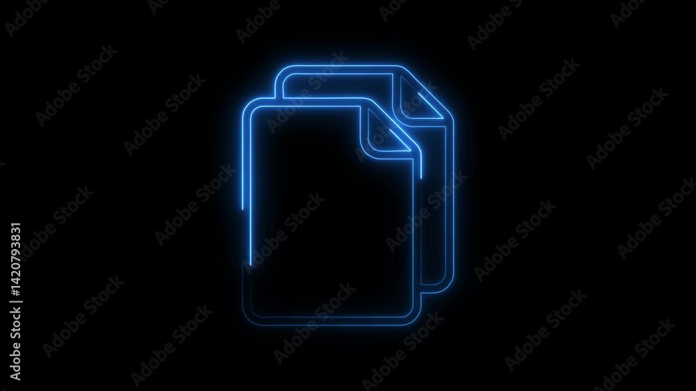Glowing neon documents icon 4k isolated on black background. HD Video motion graphic animation Glowing neon documents icon 4k isolated on black background. HD Video motion graphic animation