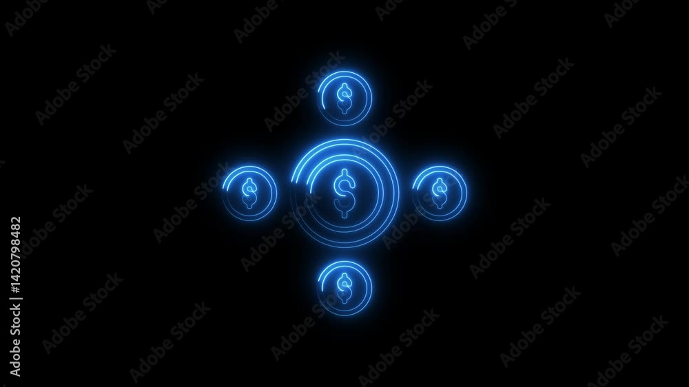 Glowing neon hedge-fund icon 4k isolated on black background. HD Video motion graphic animation Glowing neon hedge-fund icon 4k isolated on black background. HD Video motion graphic animation