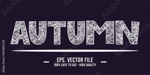 typography AUTUMN word art illustration, editable text effect, eps file format	