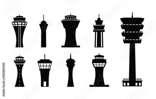 Air traffic control tower vector illustration.