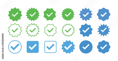 Verified badge profile set. Social media account verification icons . Instagram verified badge. Social media account verification icons. vector illustration eps 10.