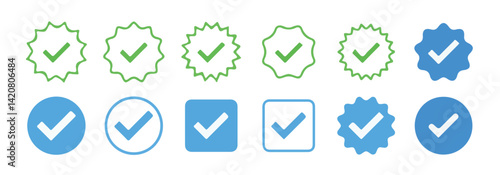 Verified badge profile set. Social media account verification icons . Instagram verified badge. Social media account verification icons. vector illustration eps 10.