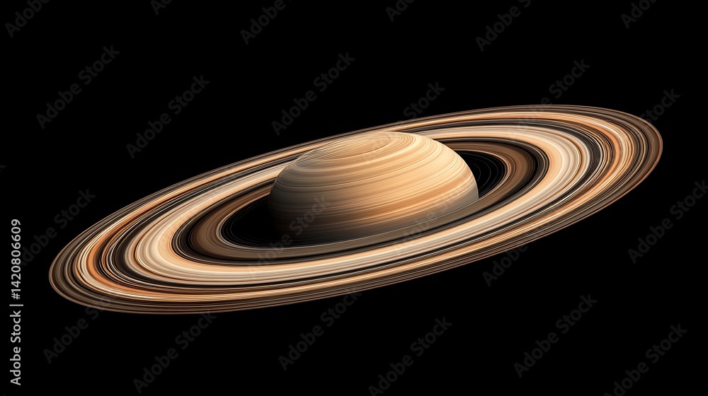 Fototapeta premium Stunning View of Saturn with Detailed Rings and Deep Space Background