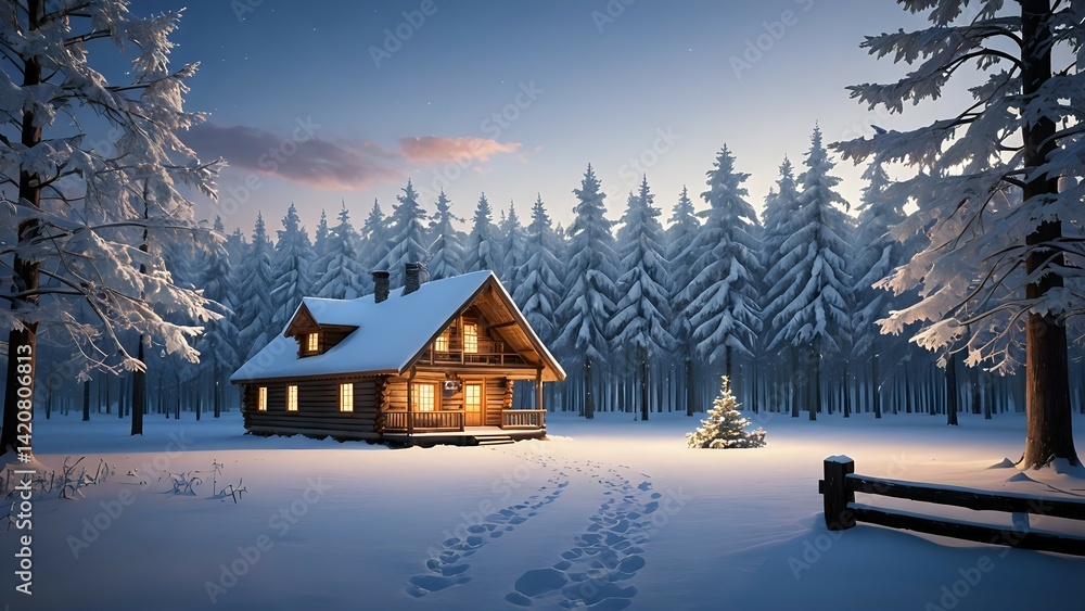 Fototapeta premium winter landscape with church