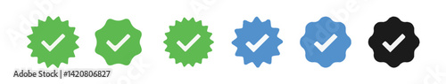 Verified badge profile set. Social media account verification icons . Instagram verified badge. Social media account verification icons. vector illustration eps 10.