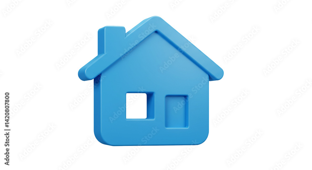 3D blue house icon isolated on white background, symbolizing real estate, property ownership, home services, residential buildings, smart home systems, and real estate application UI visuals 3D blue house icon isolated on white background, symbolizing real estate, property ownership, home services, residential buildings, smart home systems, and real estate application UI visuals