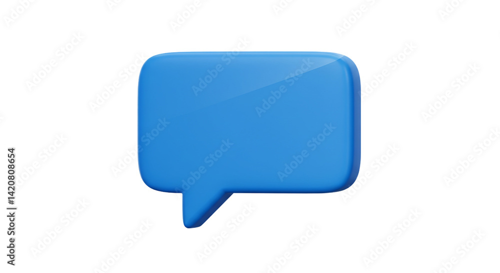 A single blue speech bubble with a glossy surface isolated on a black background in a studio shot A single blue speech bubble with a glossy surface isolated on a black background in a studio shot