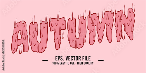 typography AUTUMN word art illustration, editable text effect, eps file format	