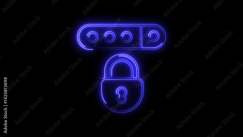 Glowing neon find password icon 4k isolated on black background. HD Video motion graphic animation Glowing neon find password icon 4k isolated on black background. HD Video motion graphic animation