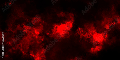 Dark red powder explosion cloud on black background. Abstract red and black grunge texture smoke. smoke fog misty texture overlay on dark black. paranormal red mystic smoke, clouds for movie.