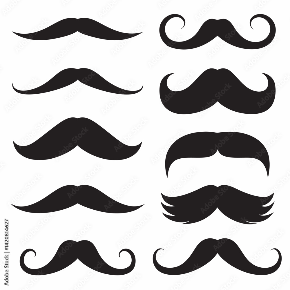 Stylish Black Mustache Vector Collection. Stylish Black Mustache Vector Collection.