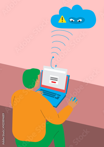 cyber security phishing web illustration