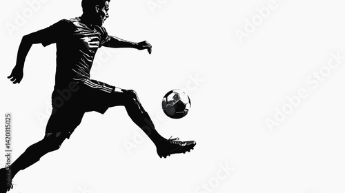 モノクロのサッカー選手のベクターイラスト
