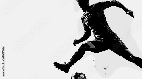 モノクロのサッカー選手のベクターイラスト
