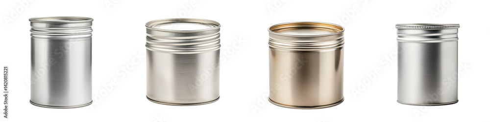 Empty metal can mockup on transparent background Empty metal can mockup on transparent background