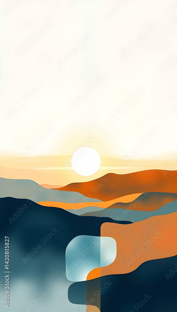 Fototapeta premium Emotive abstract landscape painting uses light, rebirth, and minimalism to inspire. 