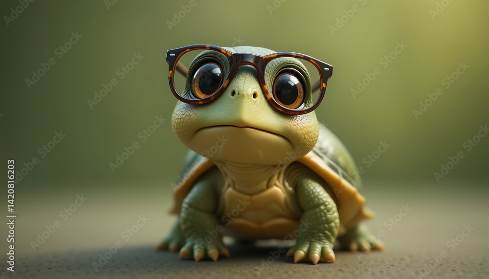 Cute Cartoon Turtle Wearing Glasses Cute Cartoon Turtle Wearing Glasses