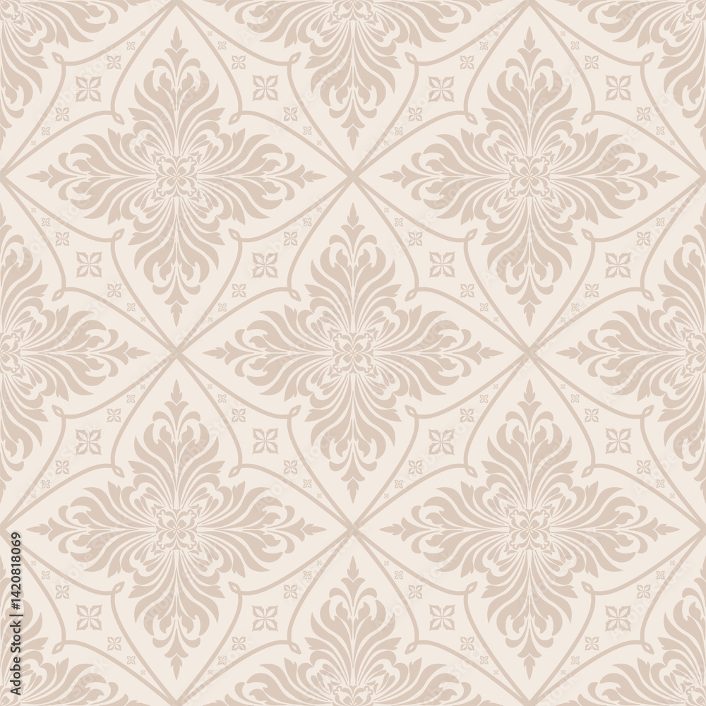 Elegant Damask Seamless Pattern. Vector design for Wallpaper, Fabric, Branding, Packaging, Invitations, Wedding, Home Decor Design Elegant Damask Seamless Pattern. Vector design for Wallpaper, Fabric, Branding, Packaging, Invitations, Wedding, Home Decor Design