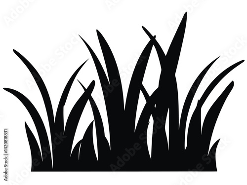grass silhouette set, set of bush grass shrub herb silhouette vector illustration