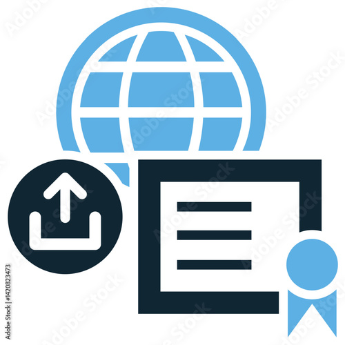 Export license icon vector for international shipment, trade regulation, and customs permit. Ideal for global logistics, cargo approval, and export documentation illustration.