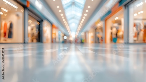 Wallpaper Mural A blurred view of a shopping mall corridor, showcasing store fronts and overhead lighting, creating a vibrant shopping atmosphere. Torontodigital.ca
