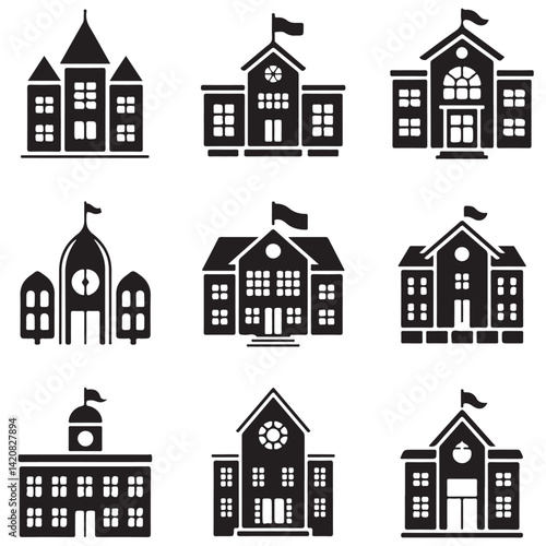  school black vector silhouette icon 