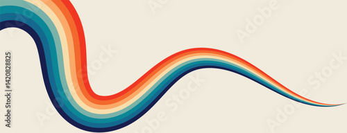 Retro abstract colorful wave contempory background