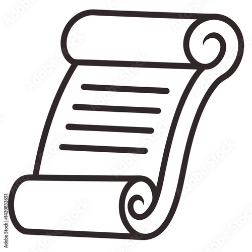 a line art vector icon of a scroll or parchment