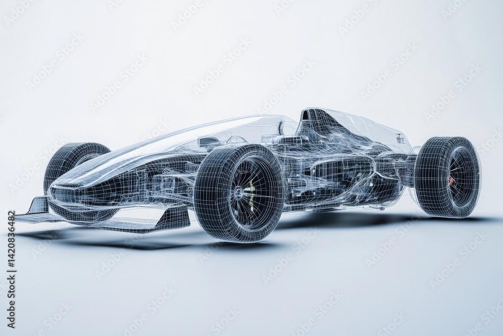 Naklejka premium Race car chassis, wireframe design