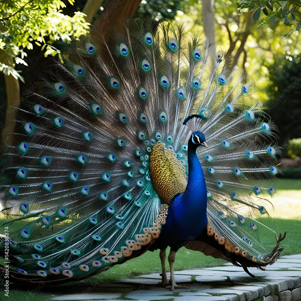 Obraz premium peacock with feathers out