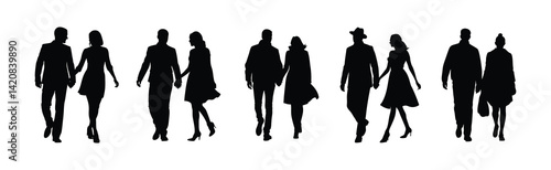 Elegant Silhouette of a Couple Walking Together in Style.